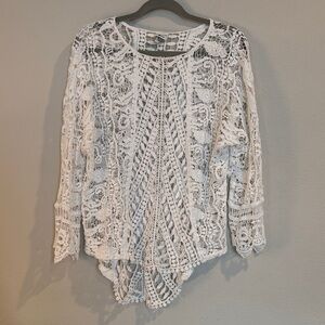 MindSet by XCVI - Elegant White Lace Women’s Top - M